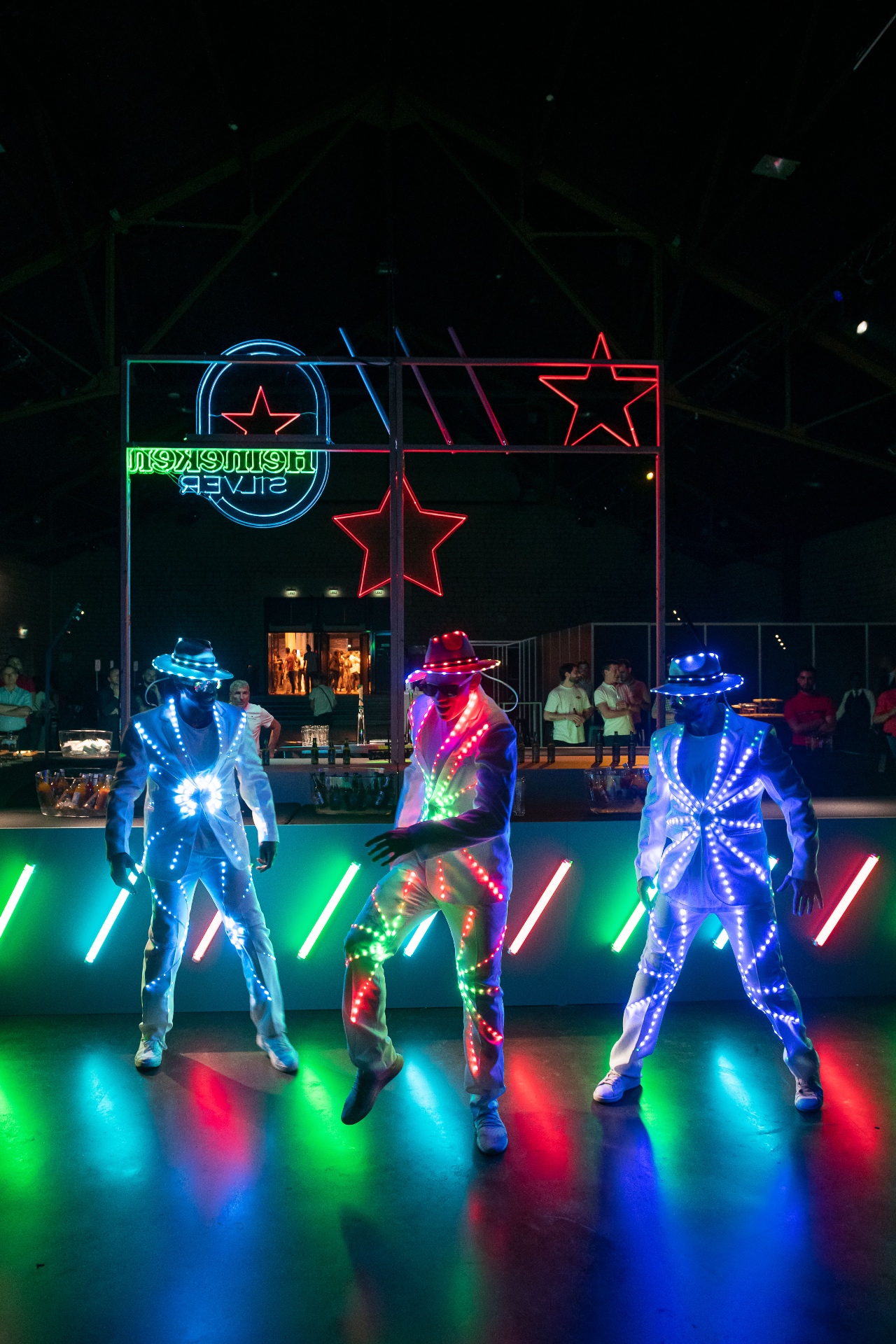 Trio LED en show sur scène Heineken